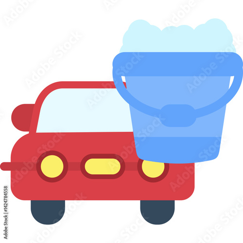 Car and a bucket Flat Icon