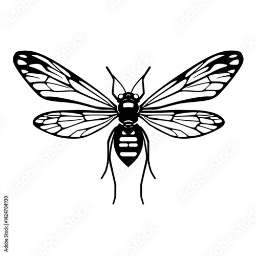 Detailed black and white insect art create with generative ai