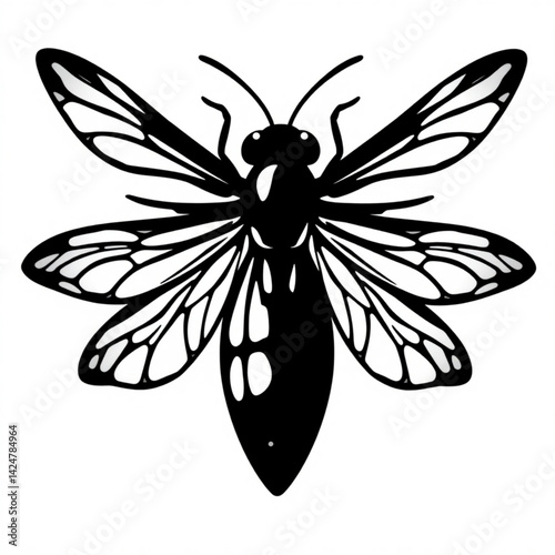 Silhouette of a detailed insect art create with generative ai