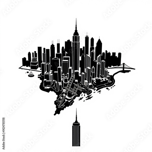 City skyline silhouette illustration create with generative ai