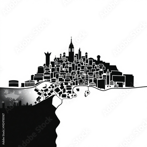 City skyline silhouette illustration create with generative ai