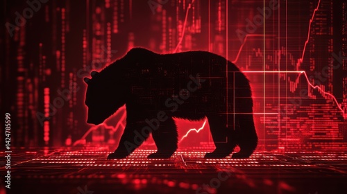 Bear market illustrated by digital financial data. photo