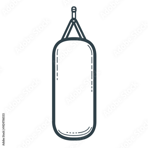 Minimalist design of a punching bag in simple line art style for fitness enthusiasts and martial arts practitioners