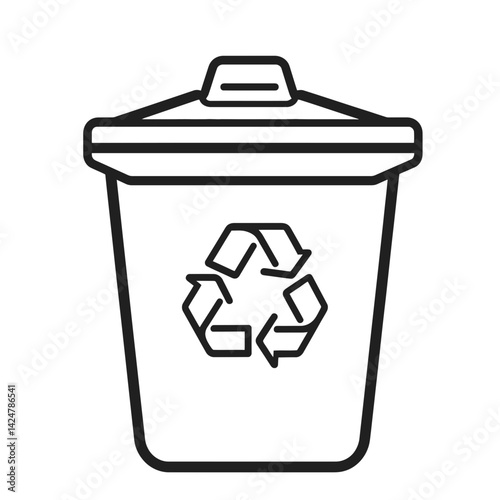 Minimalist single line icon of a recycle bin designed for sustainable waste management and environmental awareness
