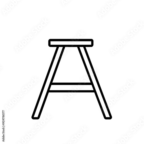 Minimalist line icon of a single sawhorse represents a versatile tool for construction and DIY projects