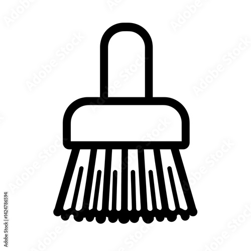 Minimalist scrub brush icon designed with a single line style for cleaning and household use, suitable for various applications and environments