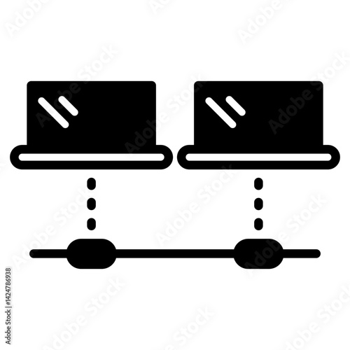 Computer Network icon in glyph style. An icon of computers connected in a network