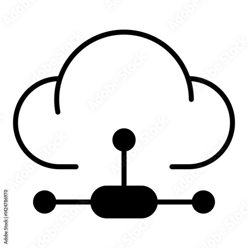 Cloud Technology icon in glyph style. An icon about cloud technology, showing clouds and computer networks