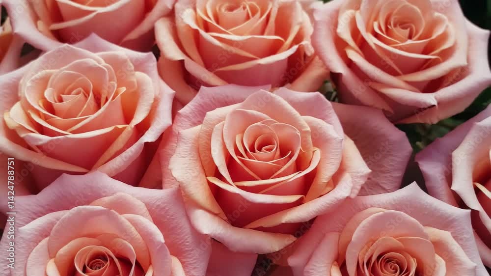 Blooming roses in sync: closeup of delicate petals breathing life Blooming roses in sync: closeup of delicate petals breathing life
