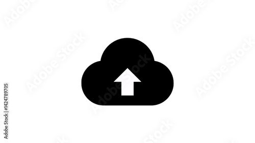 Simple cloud download icon. Save to cloud. Simple cloud logo with arrow icon.