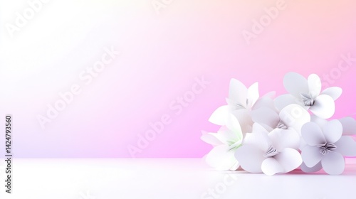 Soft, white flowers, pastel background
