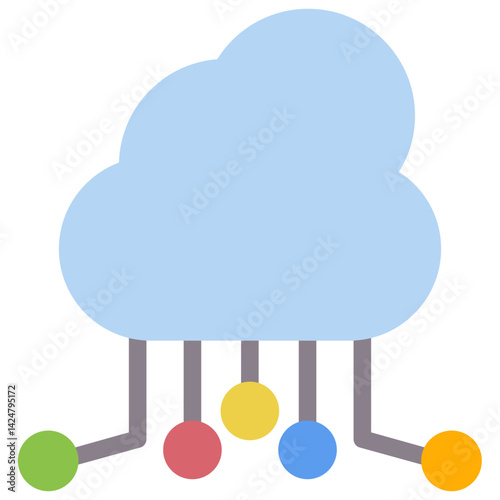 Cloud Computing, cloud storage, online collaboration, cloud network, digital workspace, remote access, cloud services, cloud security, internet-based computing, data storage Flat Icon