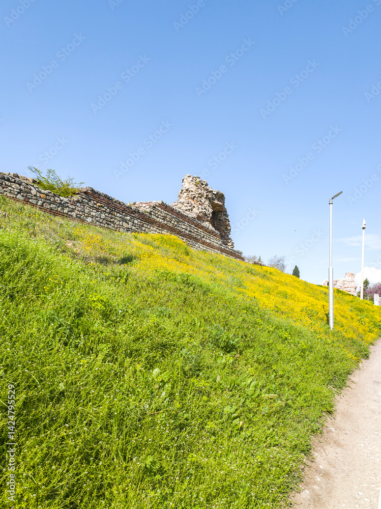 Ruins of Roman fortifications in a town of Hisarya, Bulgaria