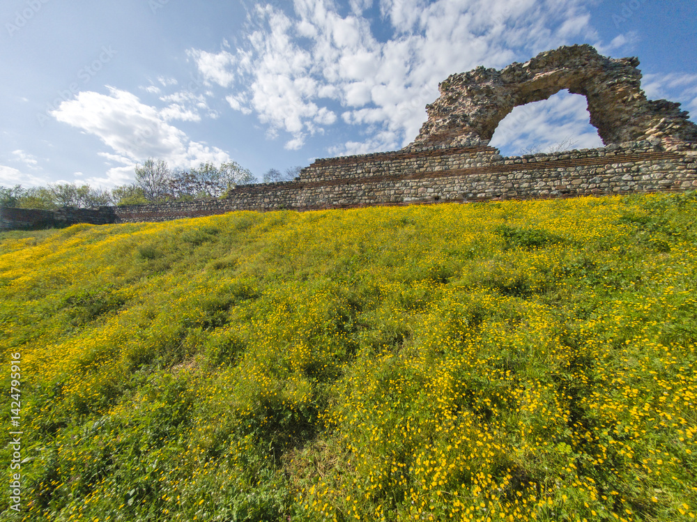 Ruins of Roman fortifications in a town of Hisarya, Bulgaria