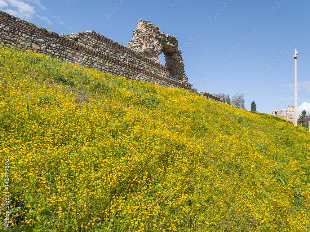 Ruins of Roman fortifications in a town of Hisarya, Bulgaria