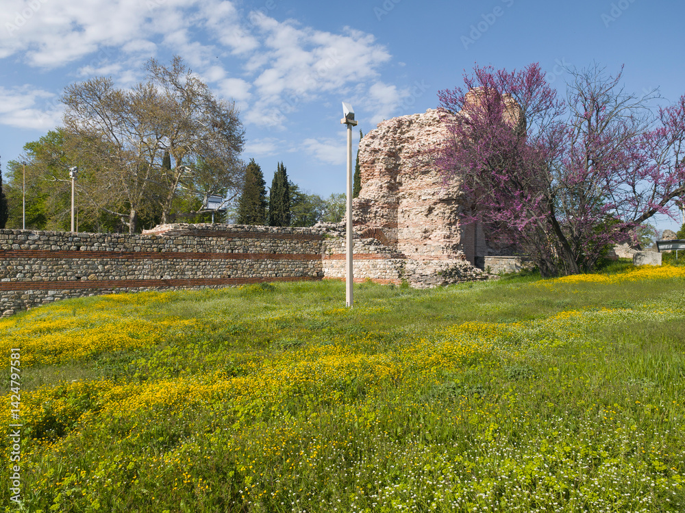 Ruins of Roman fortifications in a town of Hisarya, Bulgaria