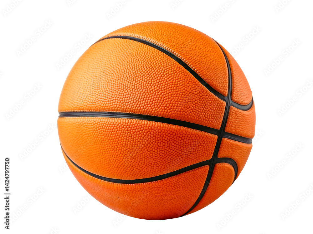 Fototapeta premium Realistic basketball isolated on transparent background, ideal for sports, recreation, and fitness themes. Generative AI