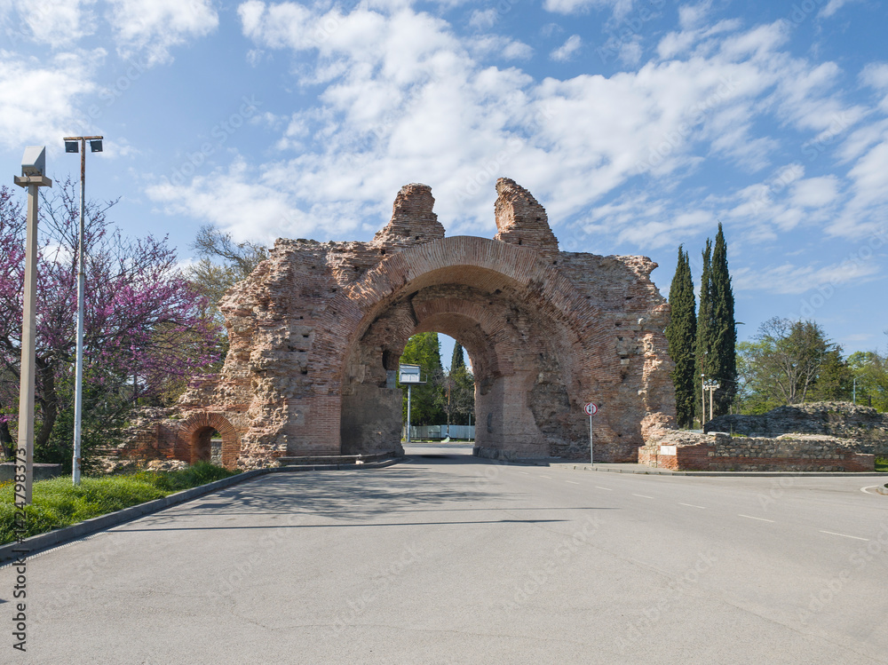 Ruins of Roman fortifications in a town of Hisarya, Bulgaria