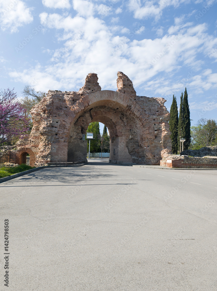 Ruins of Roman fortifications in a town of Hisarya, Bulgaria