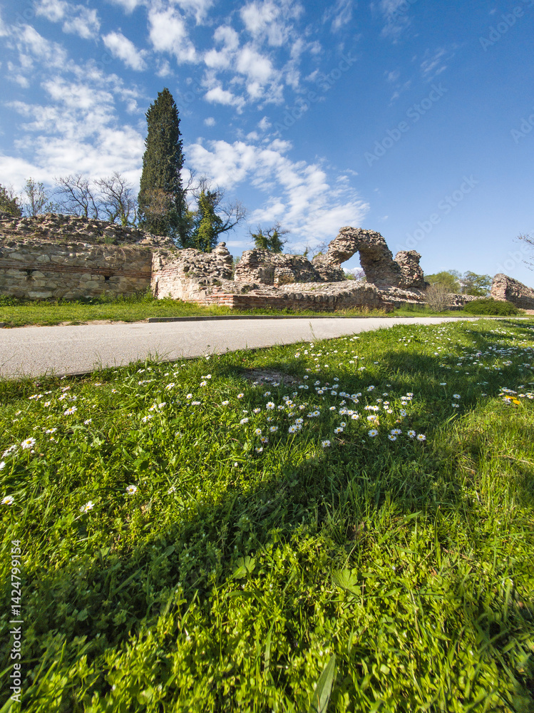 Ruins of Roman fortifications in a town of Hisarya, Bulgaria