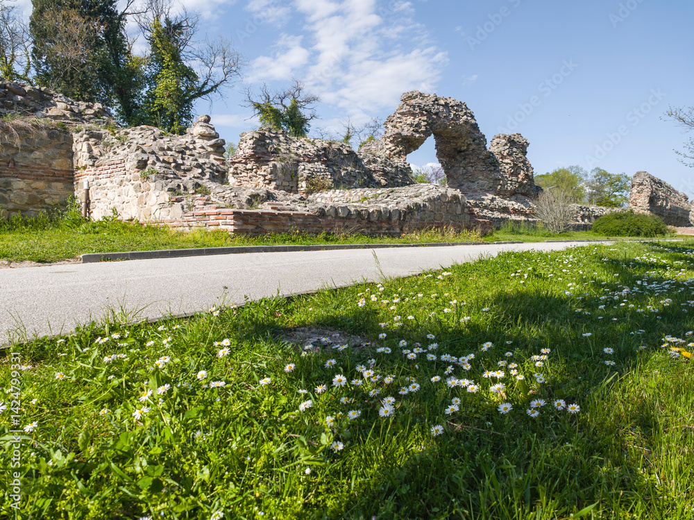 Ruins of Roman fortifications in a town of Hisarya, Bulgaria