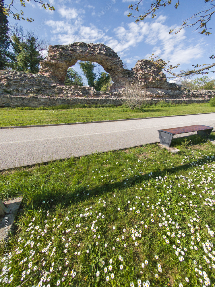 Ruins of Roman fortifications in a town of Hisarya, Bulgaria
