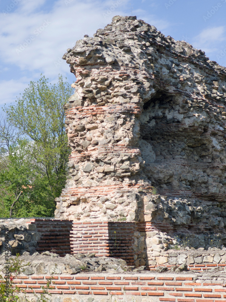 Ruins of Roman fortifications in a town of Hisarya, Bulgaria