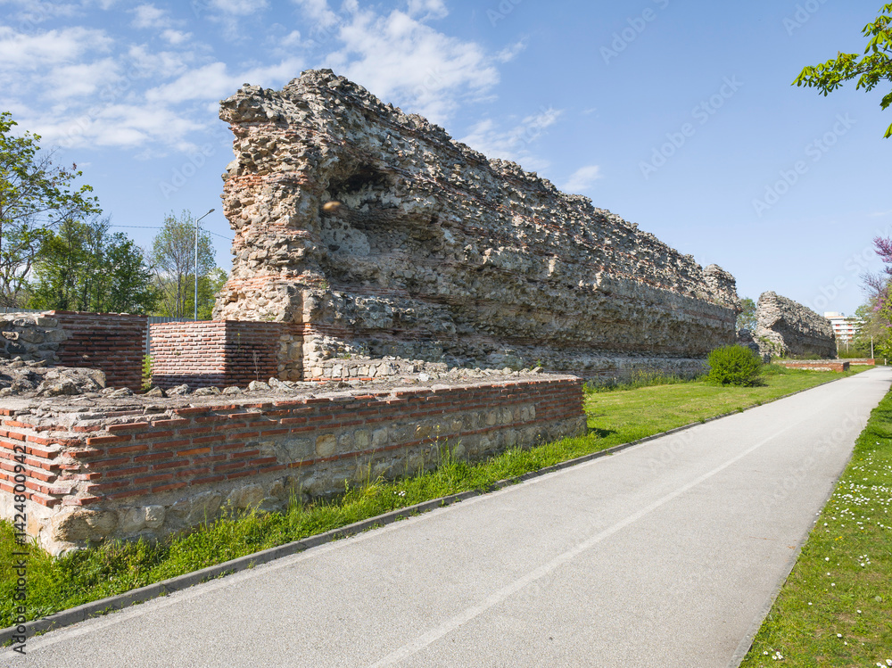Ruins of Roman fortifications in a town of Hisarya, Bulgaria