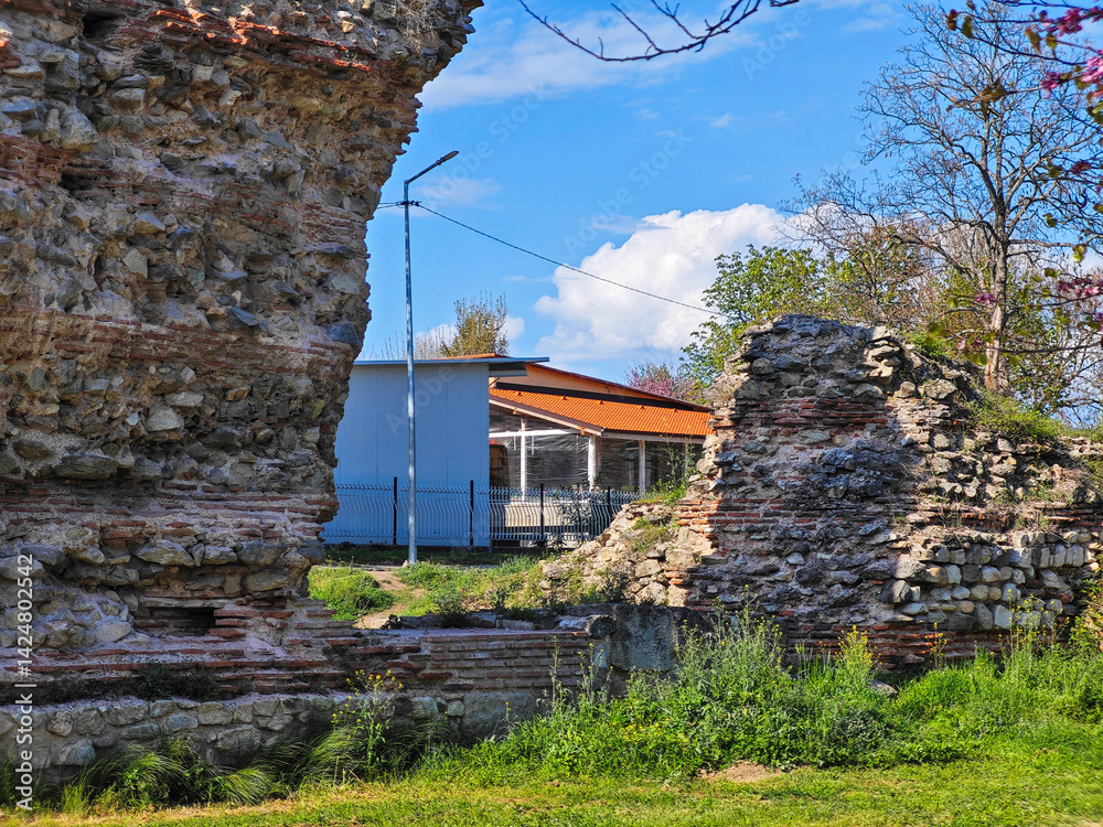 Ruins of Roman fortifications in a town of Hisarya, Bulgaria