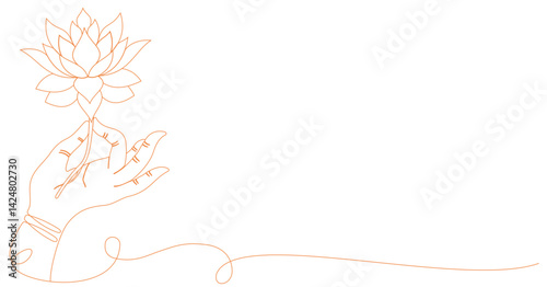 Woman's hand holding blooming lotus flower for Vesak day, Vesak vector illustration