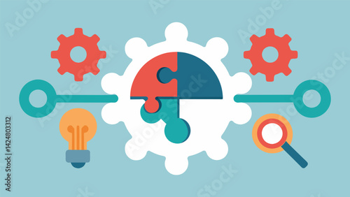 A puzzle with interlocking gears each representing a different aspect of psychiatric treatment biological psychological social. The gears only turn.