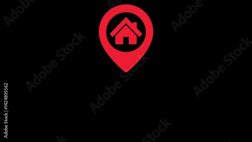 Motion graphic symbol of house location with seamless loop. Perfect for video editing, motion graphics, web and digital projects.