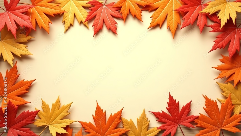 Autumn Leaf Border with Central Copy Space Autumn Leaf Border with Central Copy Space