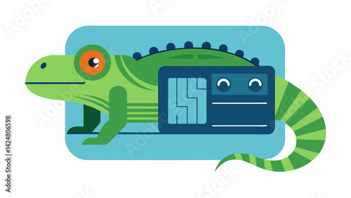 A tingedge device that automatically regulates the air flow and temperature in a reptiles enclosure guaranteeing their wellbeing and comfort.. Vector illustration
