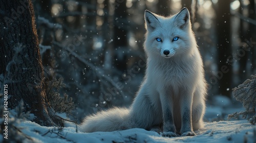 Obraz na płótnie Majestic Arctic Fox in Winter Wonderland w salonie
