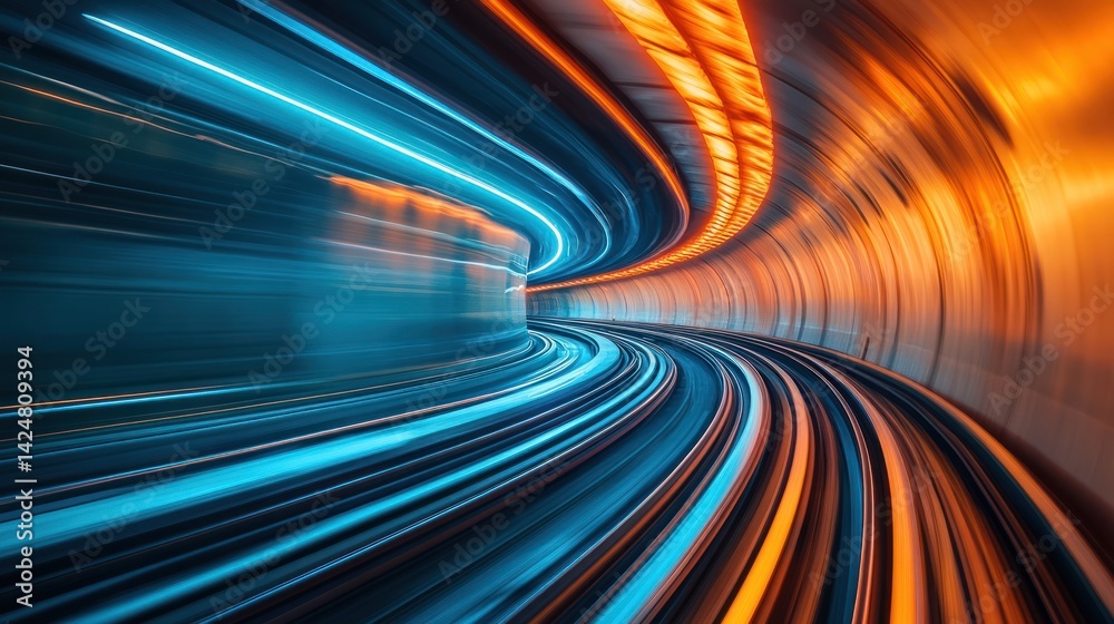 Abstract Tunnel of Light: Speed, Technology, and Futuristic Design
