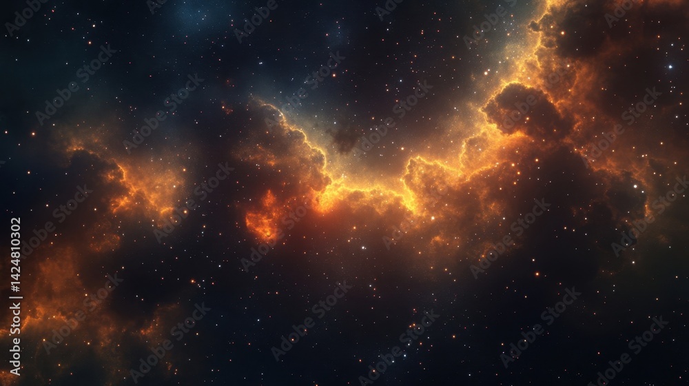 Fototapeta premium Stunning Cosmic Clouds with Glowing Stars in a Deep Space Scene