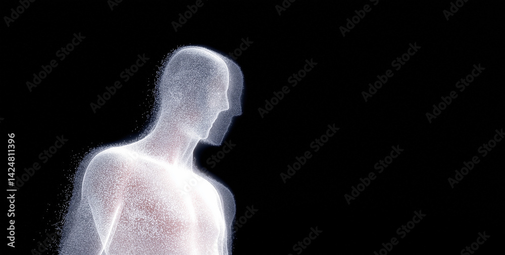 Translucent Human Silhouette – AI Consciousness Visualization