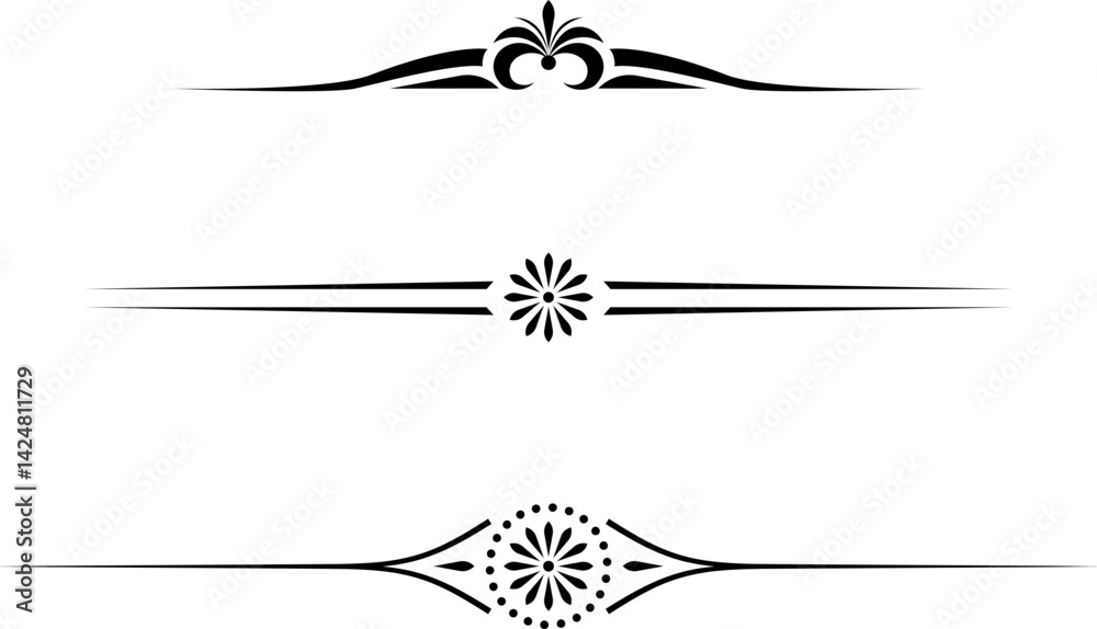 black and white set of delimiters for text, dividers