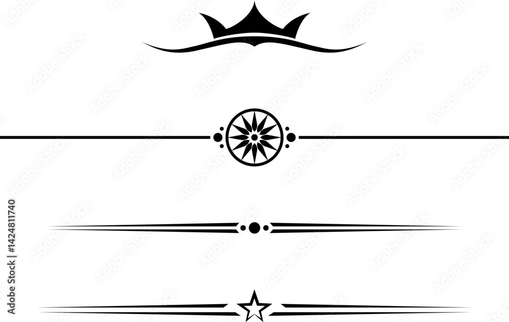 black and white set of delimiters for text, dividers