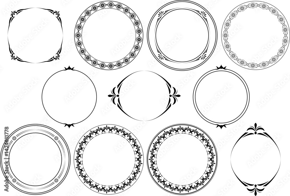 vector frames black on a white background