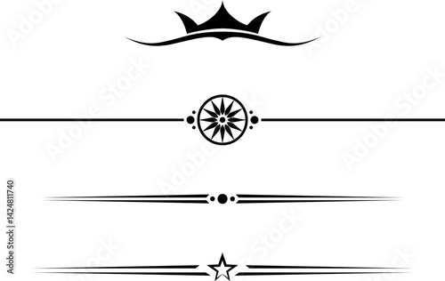 Obraz na płótnie black and white set of delimiters for text, dividers w salonie