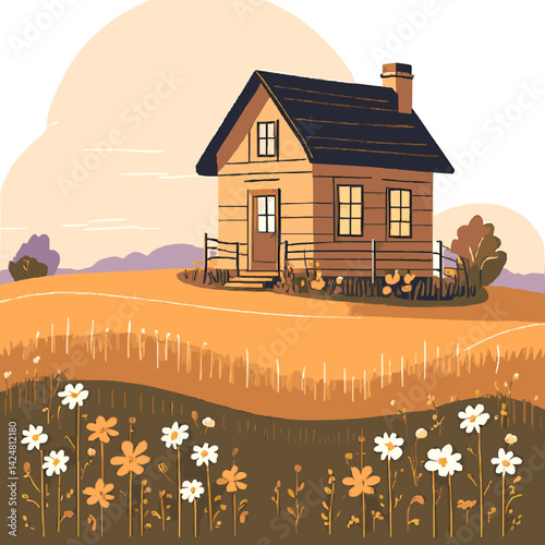 landscape with houses and trees