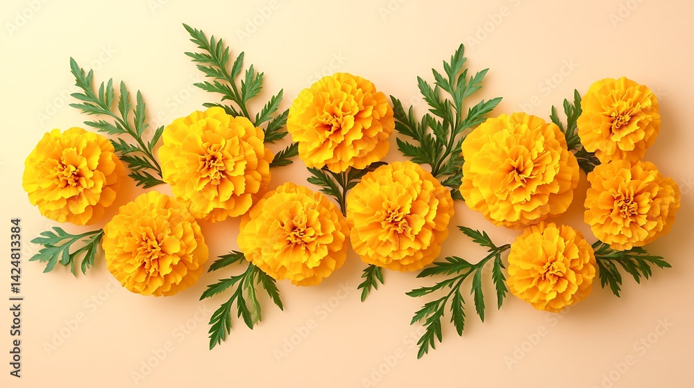Obraz premium Yellow Marigolds Floral Arrangement.