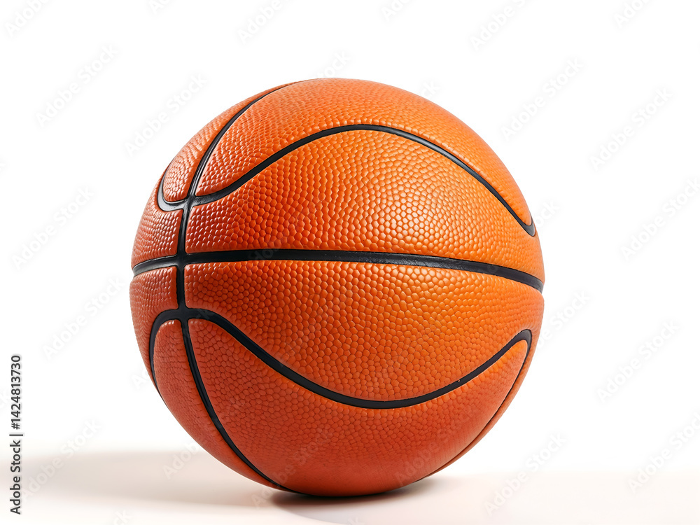 Fototapeta premium Close-up of basketball with grip texture on white background, classic sports equipment. Generative AI