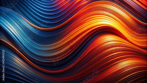 Abstract Wavy Portrait: Orange, Red, Blue & Black Swirls