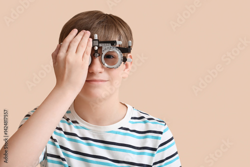 Little boy in optical trial...