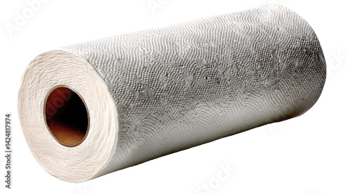 Paper Roll's Core: A close-up shot presents a pristine paper roll, emphasizing its rolled texture and central core, evoking a sense of newness and material.