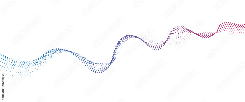 Flowing Dot Wave halftone gradient pattern on transparent background