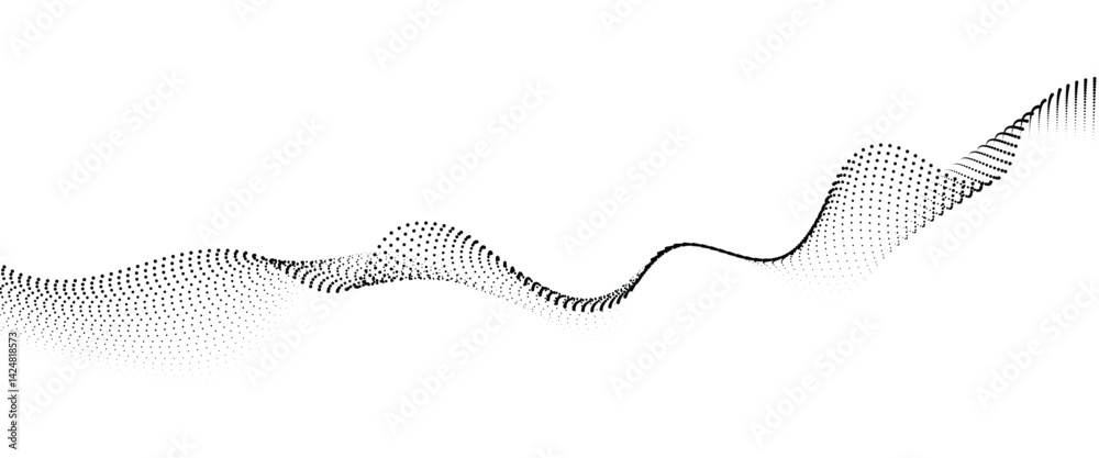 Flowing Dot Wave halftone gradient pattern on transparent background